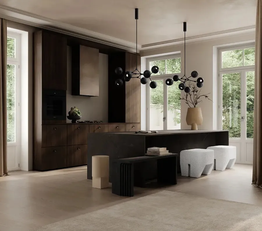 Drop Chandelier Globe, Mini, Burned Black fra<101 Copenhagen Clearance