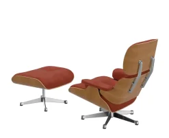 Eames Lounge Chair, kirsebær, calma brandy inkl. Fodskammel fra<Vitra Hot