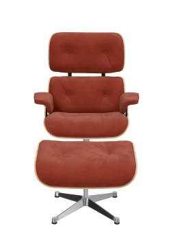 Eames Lounge Chair, kirsebær, calma brandy inkl. Fodskammel fra<Vitra Hot