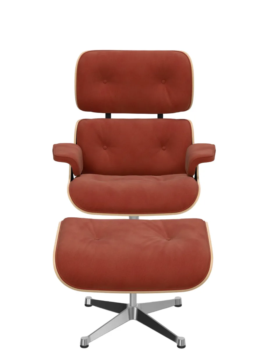 Eames Lounge Chair, kirsebær, calma brandy inkl. Fodskammel fra<Vitra Hot