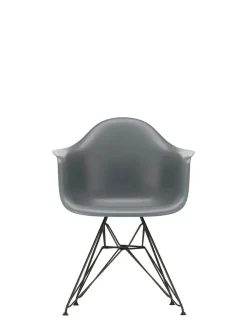 Eames Plastic Armchair DAR, sort pulverlakering fra<Vitra New