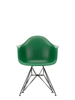 Eames Plastic Armchair DAR, sort pulverlakering fra<Vitra New