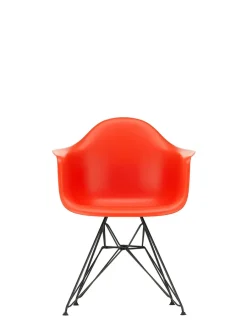 Eames Plastic Armchair DAR, sort pulverlakering fra<Vitra New