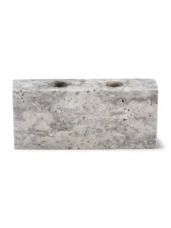 Epode Lysestage 14 cm, travertin silver fra<Wabi Sabi Nordic Clearance