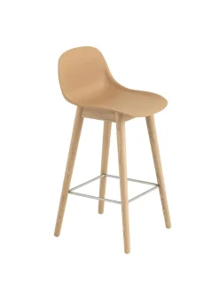 Fiber Bar Stool Wood w. back fra<Muuto Sale