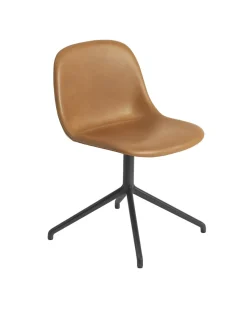 Fiber Side Chair, læder, Swivel Base fra<Muuto