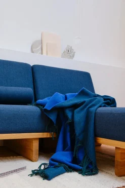 Franja Plaid, green/blue fra<Silkeborg Uldspinderi Online