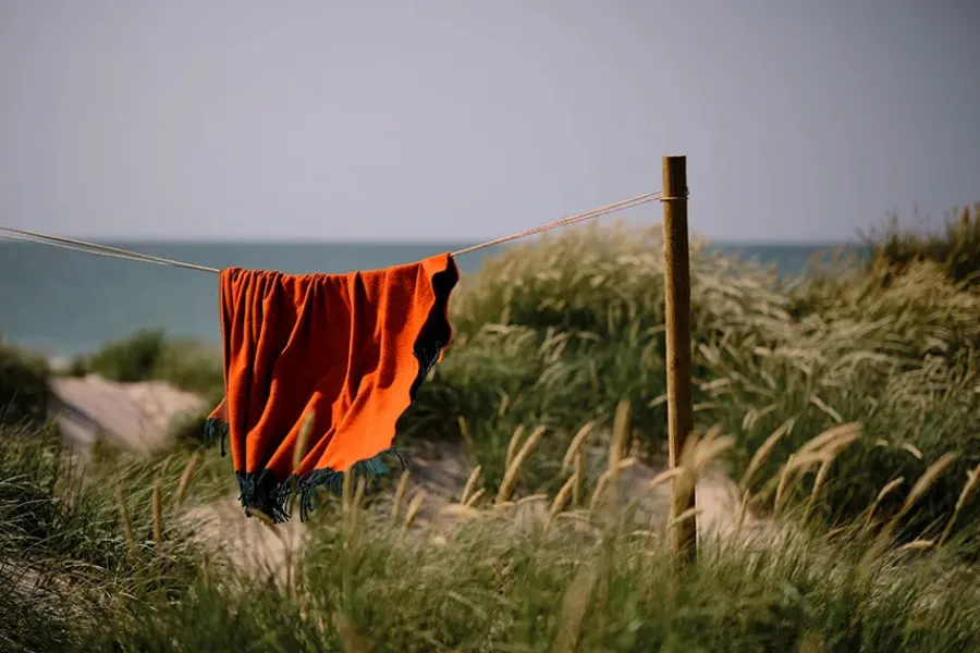 Franja Plaid, green/orange fra<Silkeborg Uldspinderi Best