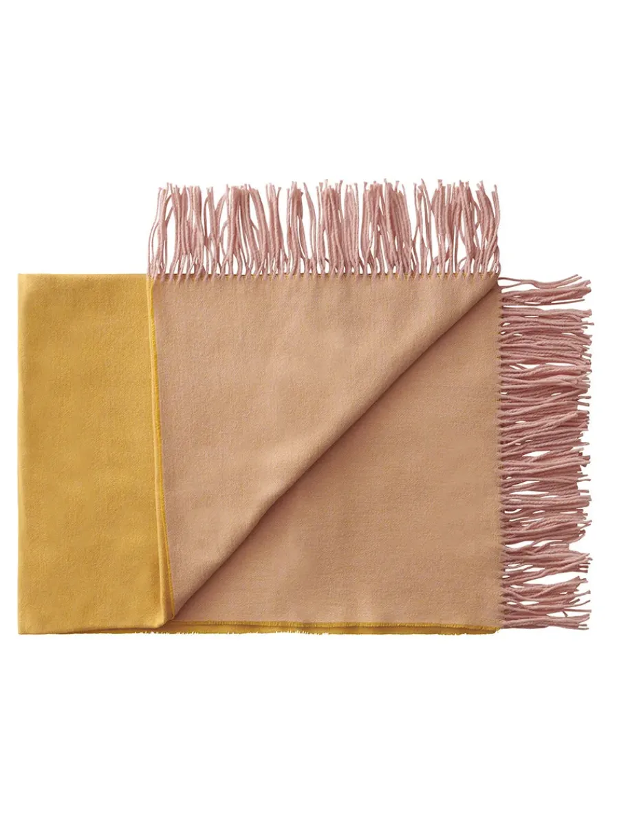 Franja Plaid, pink/yellow fra<Silkeborg Uldspinderi Clearance