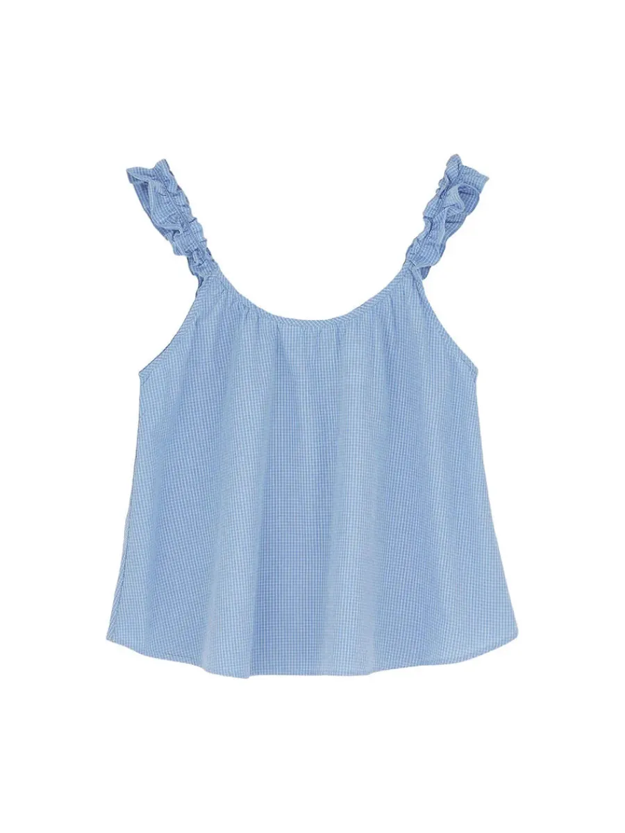 Frill Top, check mix blue fra<Aiayu Clearance