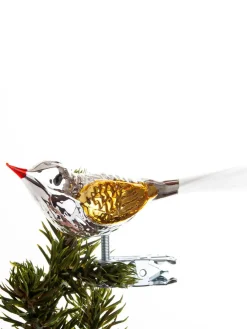 Fugl m. Klemme 10 cm, sølvfarvet/guld fra<Brink Nordic New