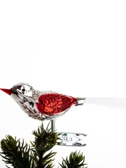 Fugl m. Klemme 10 cm, sølvfarvet/guld fra<Brink Nordic New