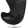 Ægget, sort læder/aluminium af Arne Jacobsen<Fritz Hansen Online