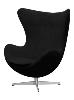 Ægget, sort læder/aluminium af Arne Jacobsen<Fritz Hansen Online