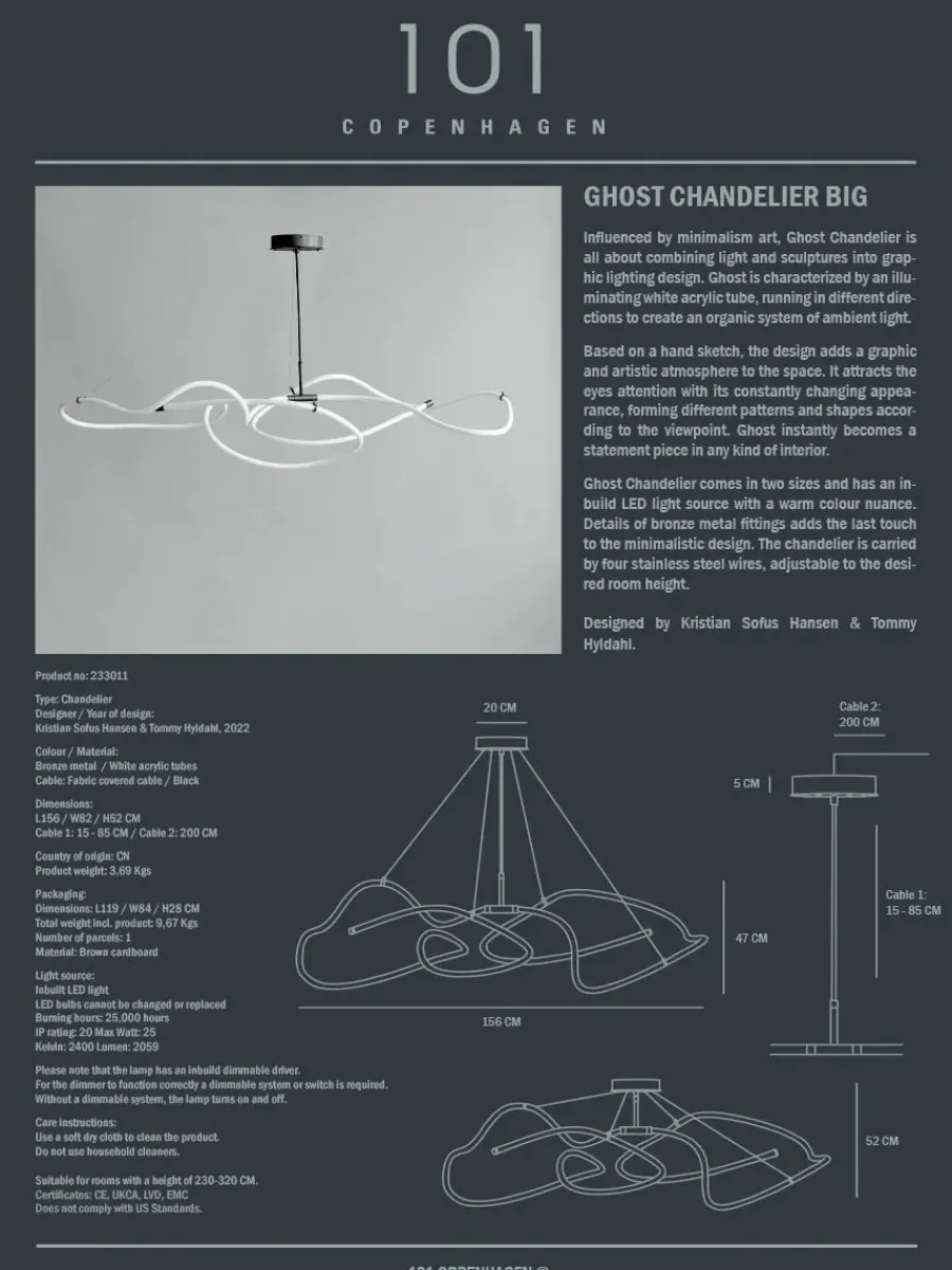 Ghost Chandelier, Big, Chrome fra<101 Copenhagen New