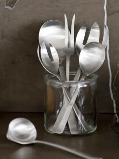 Grand Prix Salatbestik i mat stål, lille fra Kay Bojesen<Kay Bojesen Denmark New