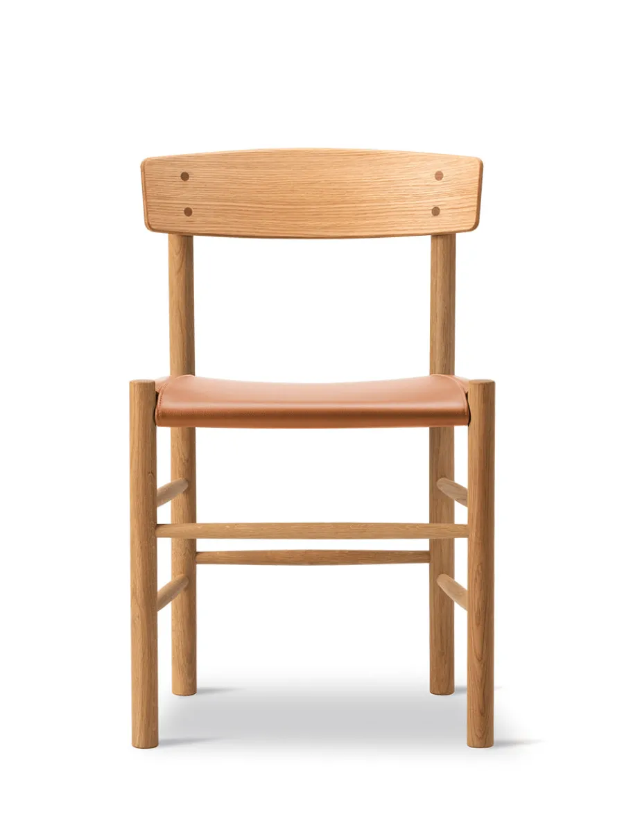 J39 Folkestolen Sædepolstret, Cognac Læder af Børge Mogensen<Fredericia Furniture Sale