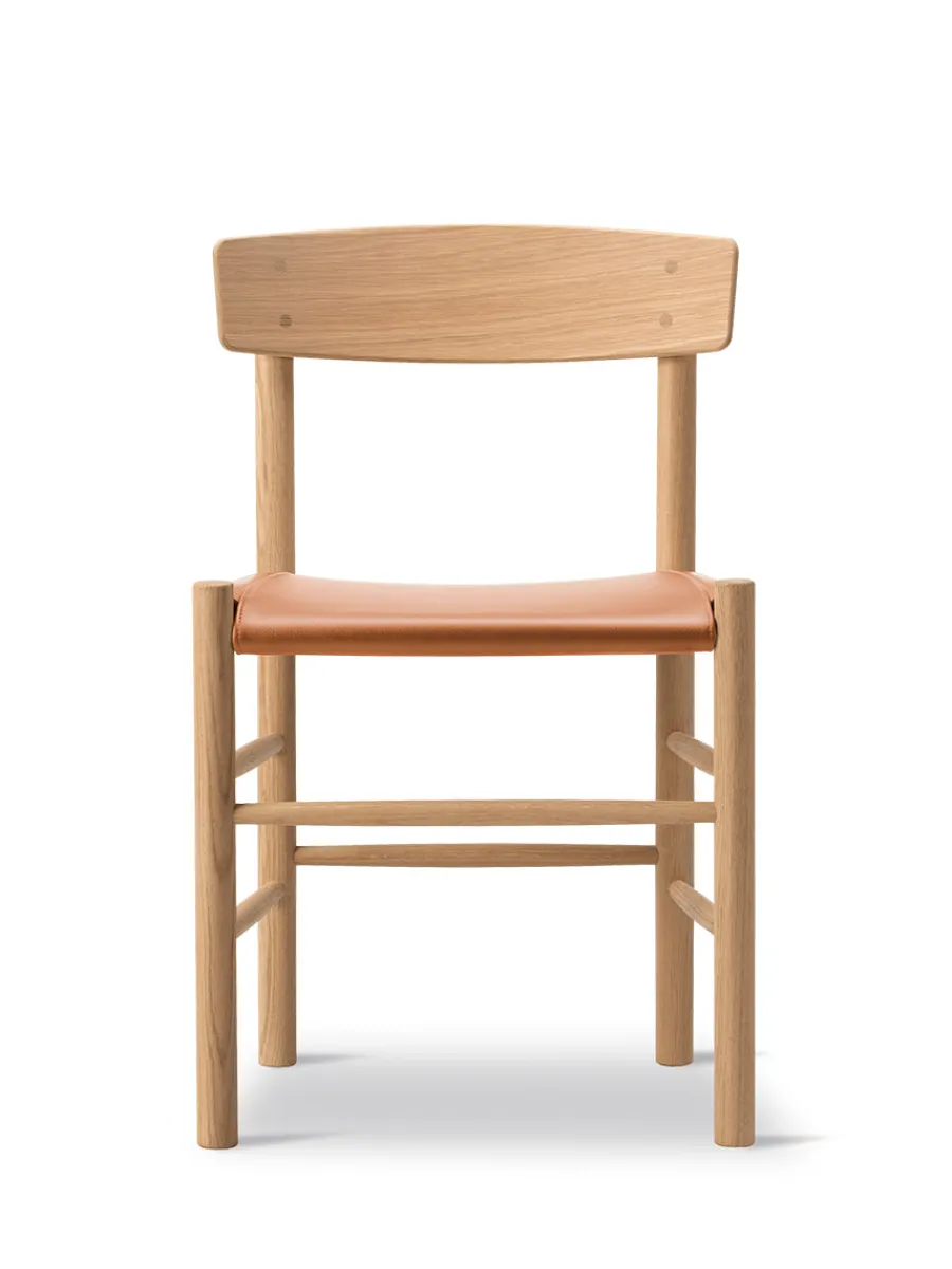 J39 Folkestolen Sædepolstret, Cognac Læder af Børge Mogensen<Fredericia Furniture Sale