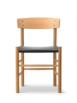 J39 Folkestolen Sædepolstret, Cognac Læder af Børge Mogensen<Fredericia Furniture Sale