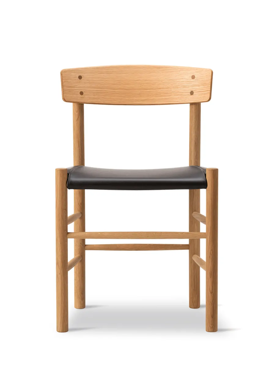 J39 Folkestolen Sædepolstret, Cognac Læder af Børge Mogensen<Fredericia Furniture Sale