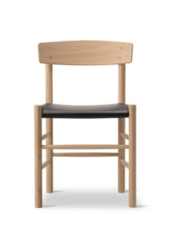 J39 Folkestolen Sædepolstret, Cognac Læder af Børge Mogensen<Fredericia Furniture Sale