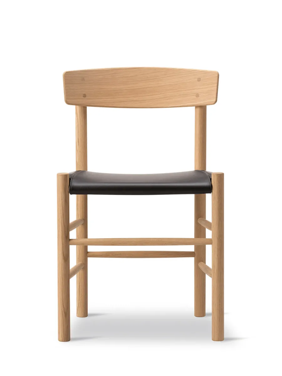 J39 Folkestolen Sædepolstret, Mørkebrun Læder af Børge Mogensen<Fredericia Furniture Best