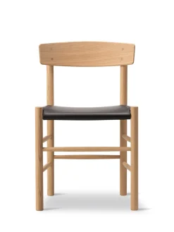 J39 Folkestolen Sædepolstret, Mørkebrun Læder af Børge Mogensen<Fredericia Furniture Best