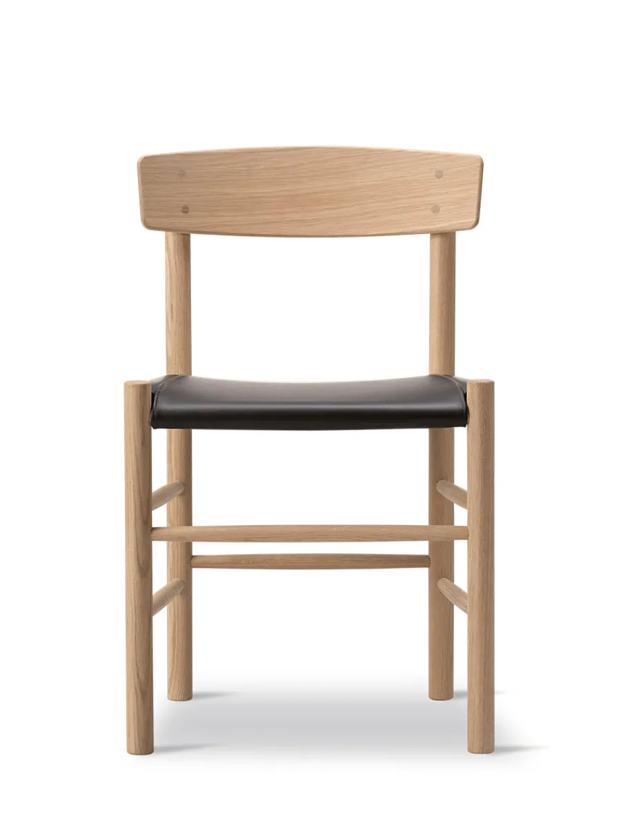 J39 Folkestolen Sædepolstret, Mørkebrun Læder af Børge Mogensen<Fredericia Furniture Best