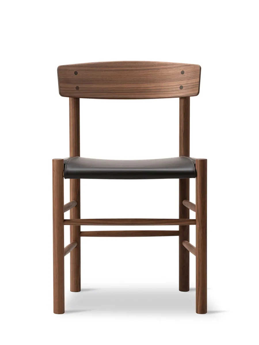 J39 Folkestolen Sædepolstret, Mørkebrun Læder af Børge Mogensen<Fredericia Furniture Best