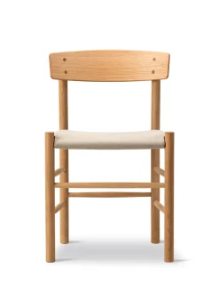 J39 Folkestolen Sædepolstret, Sort Læder af Børge Mogensen<Fredericia Furniture Outlet