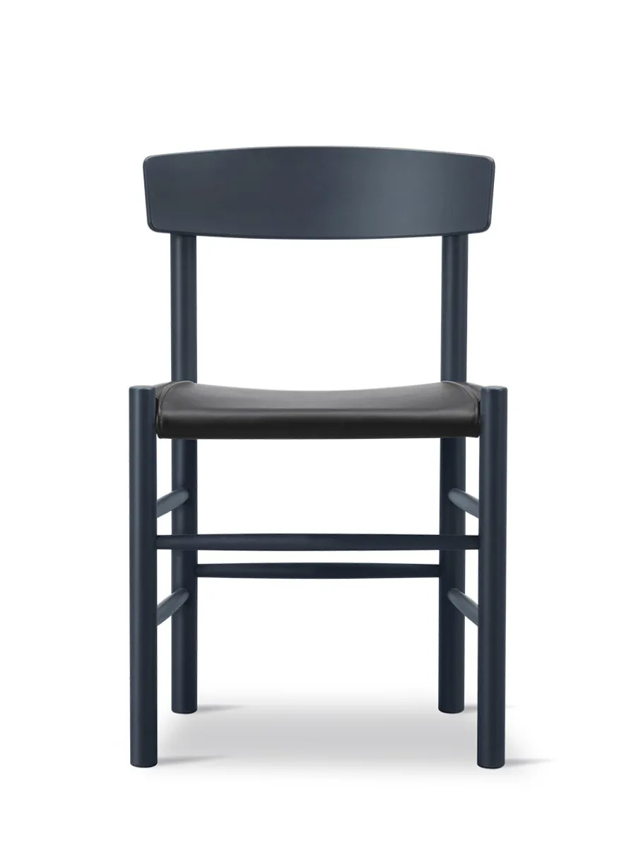 J39 Folkestolen Sædepolstret, Sort Læder af Børge Mogensen<Fredericia Furniture Outlet