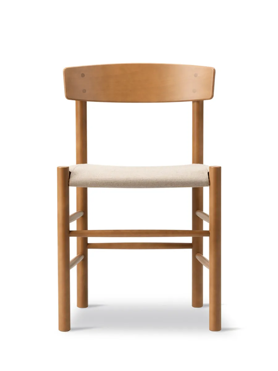 J39 Folkestolen Sædepolstret, Sort Læder af Børge Mogensen<Fredericia Furniture Outlet