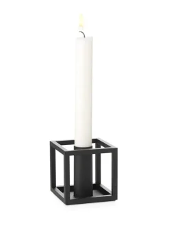 Kubus 1 Lysestage, sort fra<Audo Copenhagen