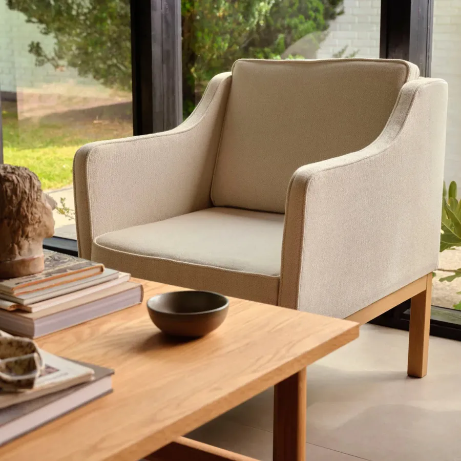 L46 MK155 lænestol, sort læder af Mogens Koch<FDB Møbler Sale