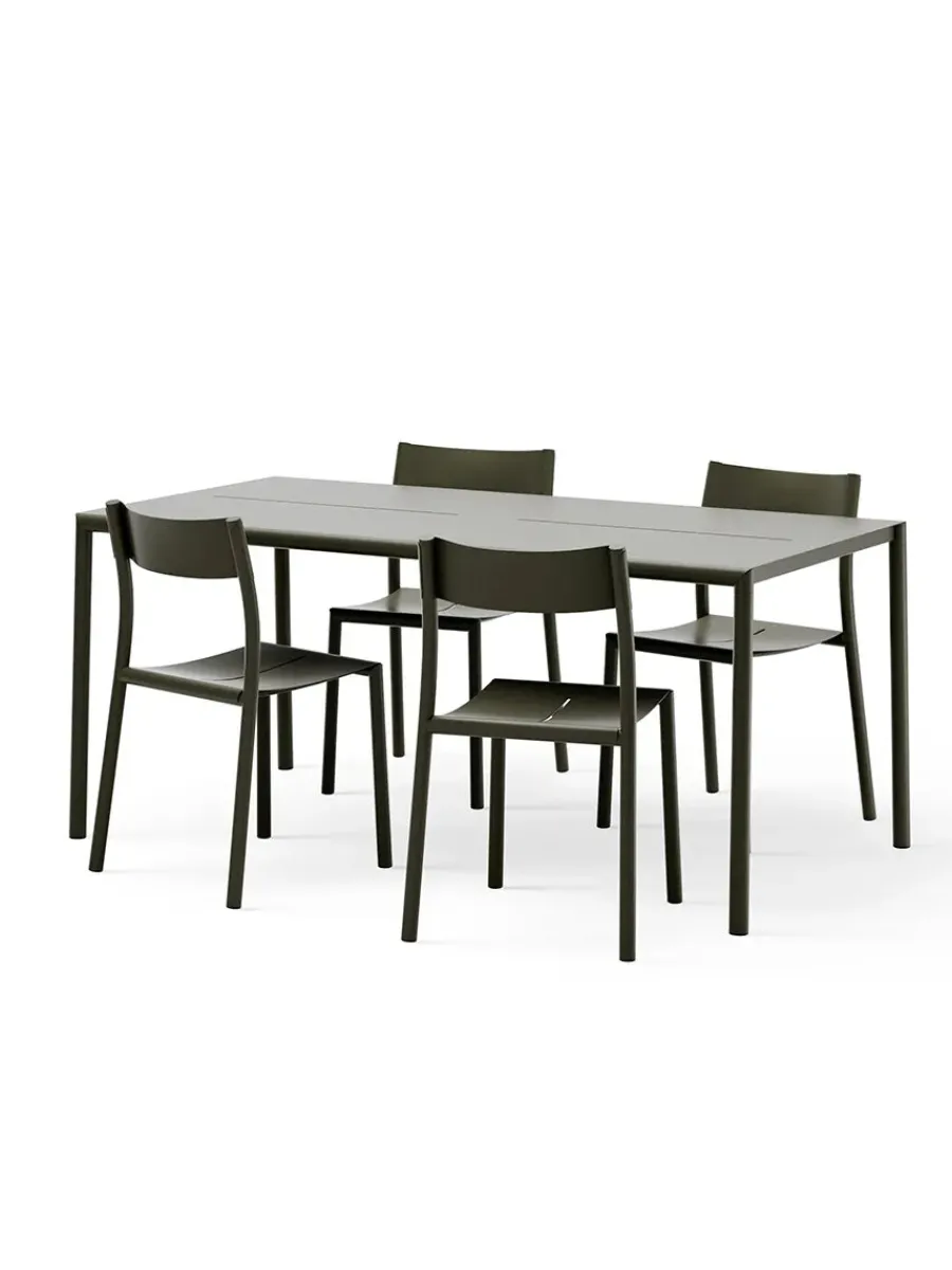 May sæt, 4 stole og bord 170x85 i dark green fra<New Works Online
