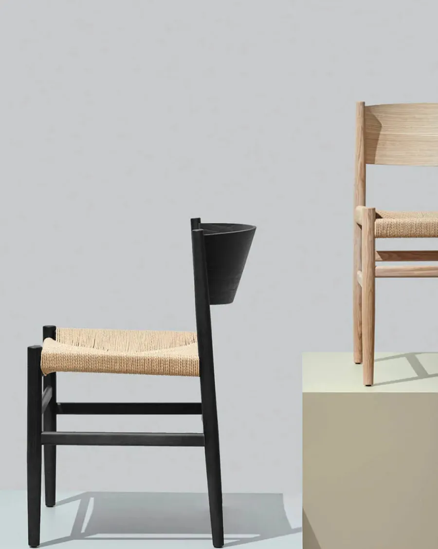 Nestor stol, sort bøg med natur flet fra<Mater Sale