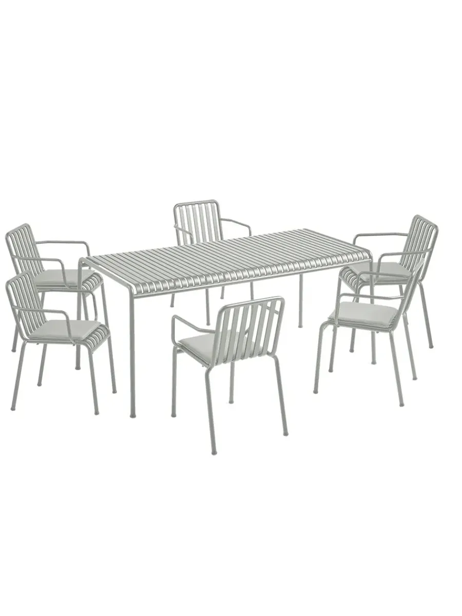 Palissade sæt, 6 armstole og bord i sky grey fra<HAY Best