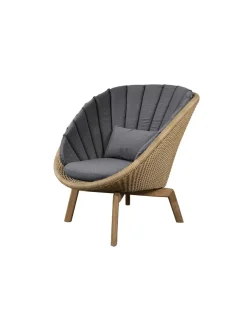 Peacock Loungestol, Flat Weave m/ben i teak fra<Cane-line Online