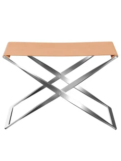 PK91 foldestol, naturlæder af Poul Kjærholm<Fritz Hansen Best