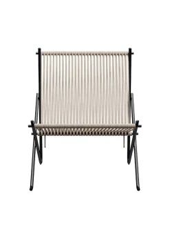 PK4 Loungestol i natur, sort stel af Poul Kjærholm<Fritz Hansen Clearance