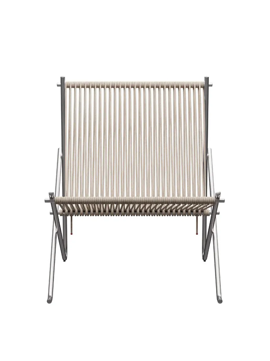 PK4 Loungestol i sort, stålstel af Poul Kjærholm<Fritz Hansen Hot