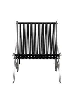 PK4 Loungestol i sort, stålstel af Poul Kjærholm<Fritz Hansen Hot