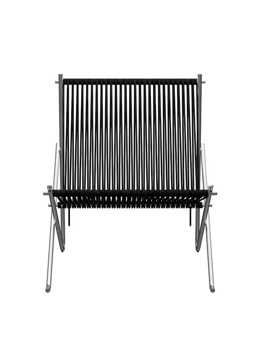 PK4 Loungestol i sort, stålstel af Poul Kjærholm<Fritz Hansen Hot