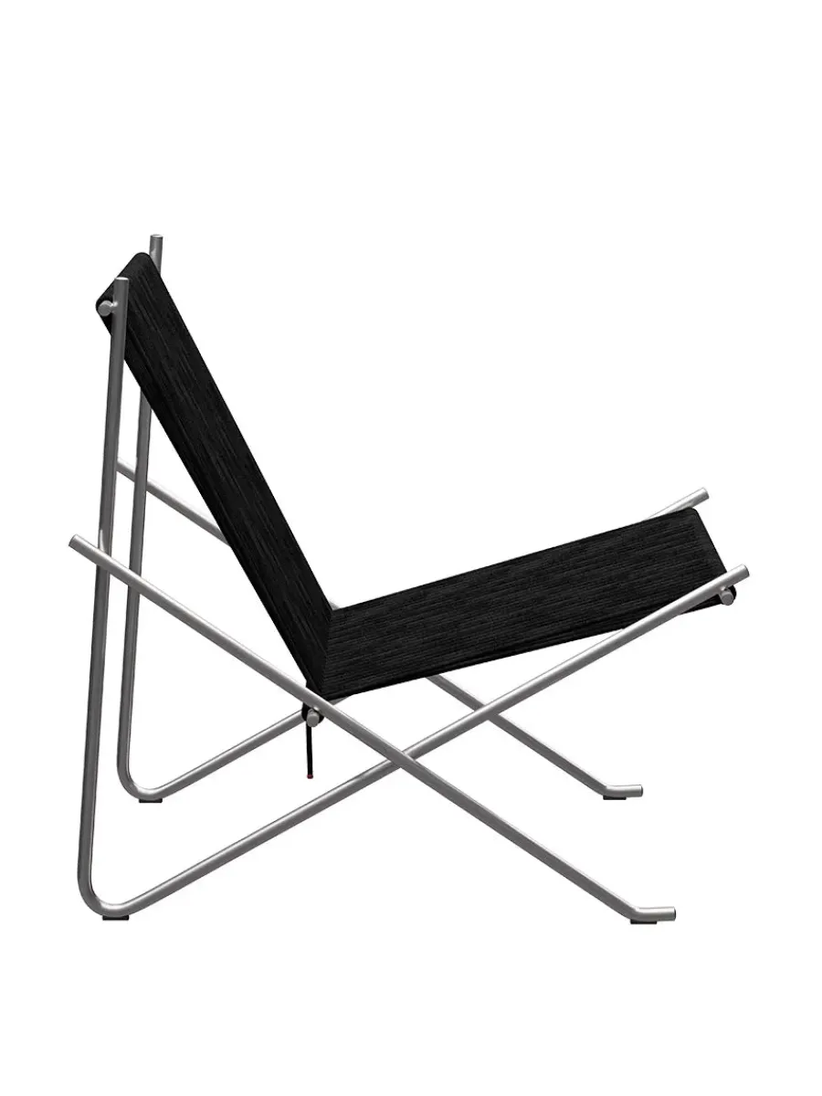 PK4 Loungestol i sort, stålstel af Poul Kjærholm<Fritz Hansen Hot