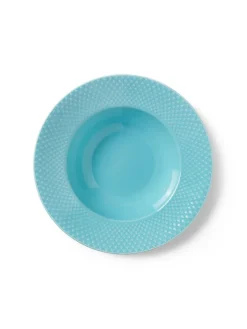 Rhombe dyb tallerken, turkis Ø24,5 cm fra<Lyngby Porcelæn Online