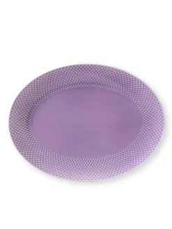 Rhombe ovalt fad, lys lilla fra<Lyngby Porcelæn Hot