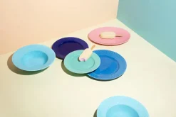 Rhombe tallerken, aqua Ø21 cm fra<Lyngby Porcelæn Outlet