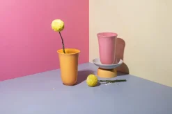 Rhombe vase, gul fra<Lyngby Porcelæn Hot