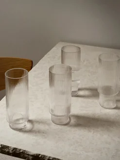 Ripple Long Drink Glasses Frosted, sæt á 4 fra<Ferm Living Clearance