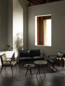 Rén Lounge sofa 2. pers natur eg, sort læder fra<Stellar Works Outlet